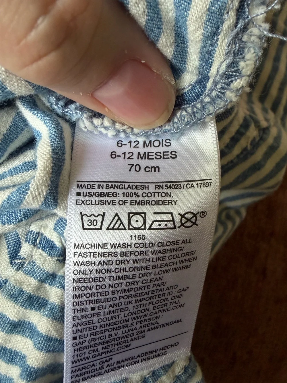 Gap Baby Denim Stripe Bear Pocket Bubble Overalls